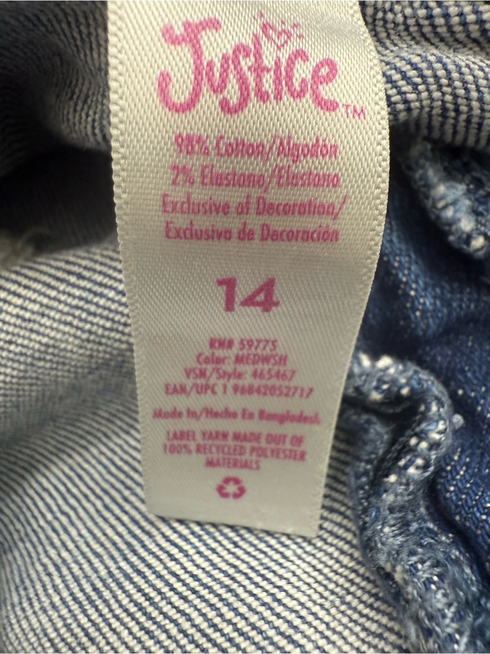 Justice girls' jeans featuring embroidered flower patches and distress sz(14) - Picture 5 of 5
